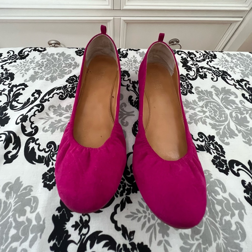 a.n.a suede Fuchsia flats.  Size 6. Minimal wear